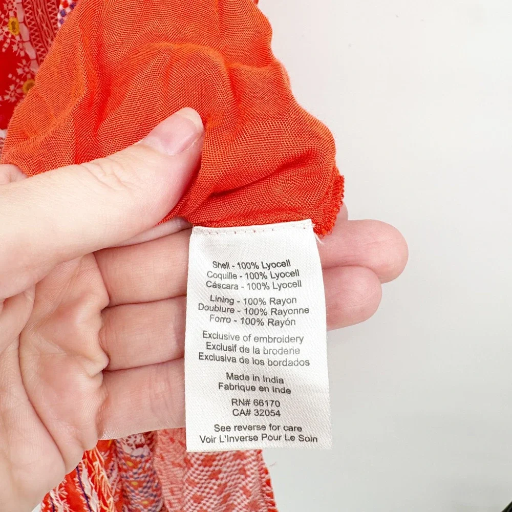 Anthropologie Tanvi Kedia Womens Red Patchwork Boho Sol Maxi‎ Dress Size S